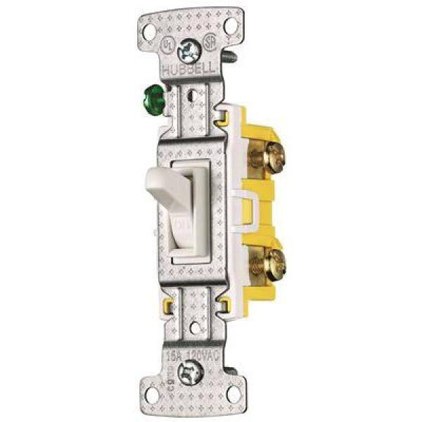 HUBBELL WIRING 15 Amp 120-Volt Self Grounding Single-Pole Toggle Light Switch White RS115SW