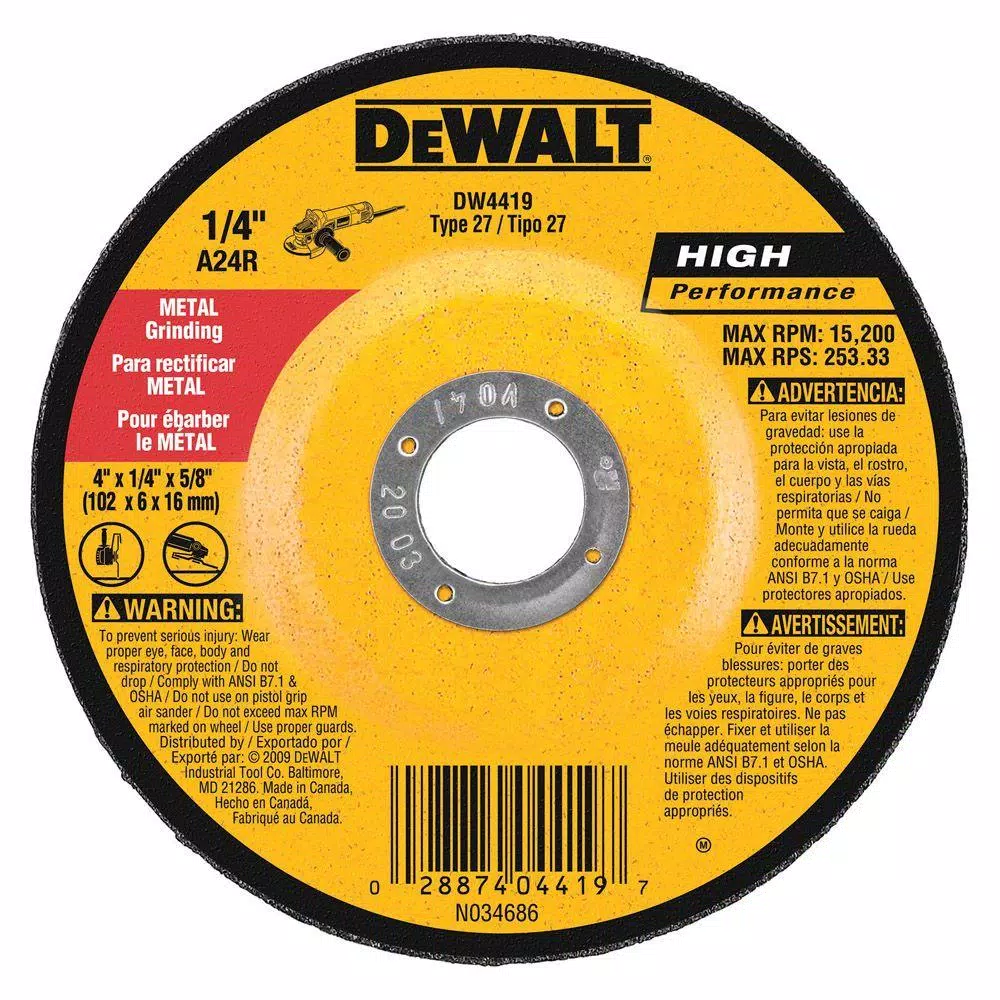 DEWALT 4 in. x 1/4 in. x 5/8 in. General Purpose Metal Grinding Wheel and#8211; XDC Depot