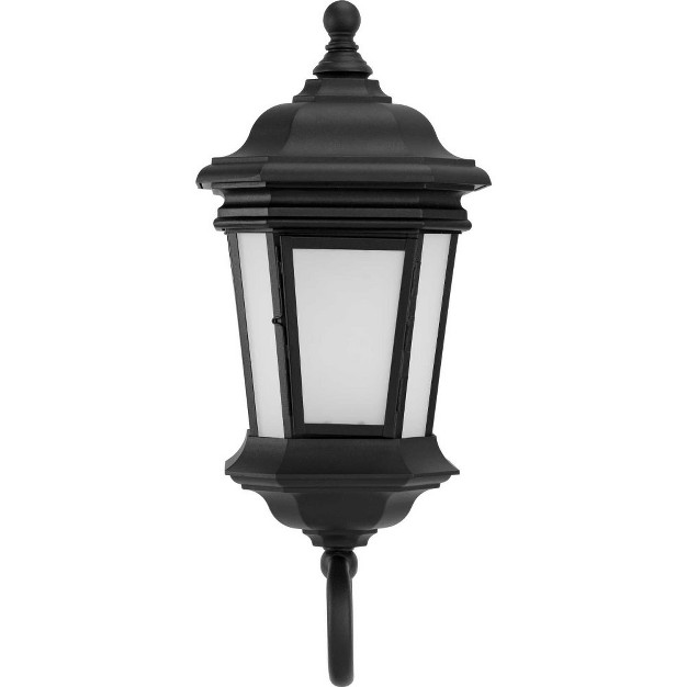 Progress Lighting Crawford 1 light Outdoor Wall Lantern In Black With Etched White Glass Shade