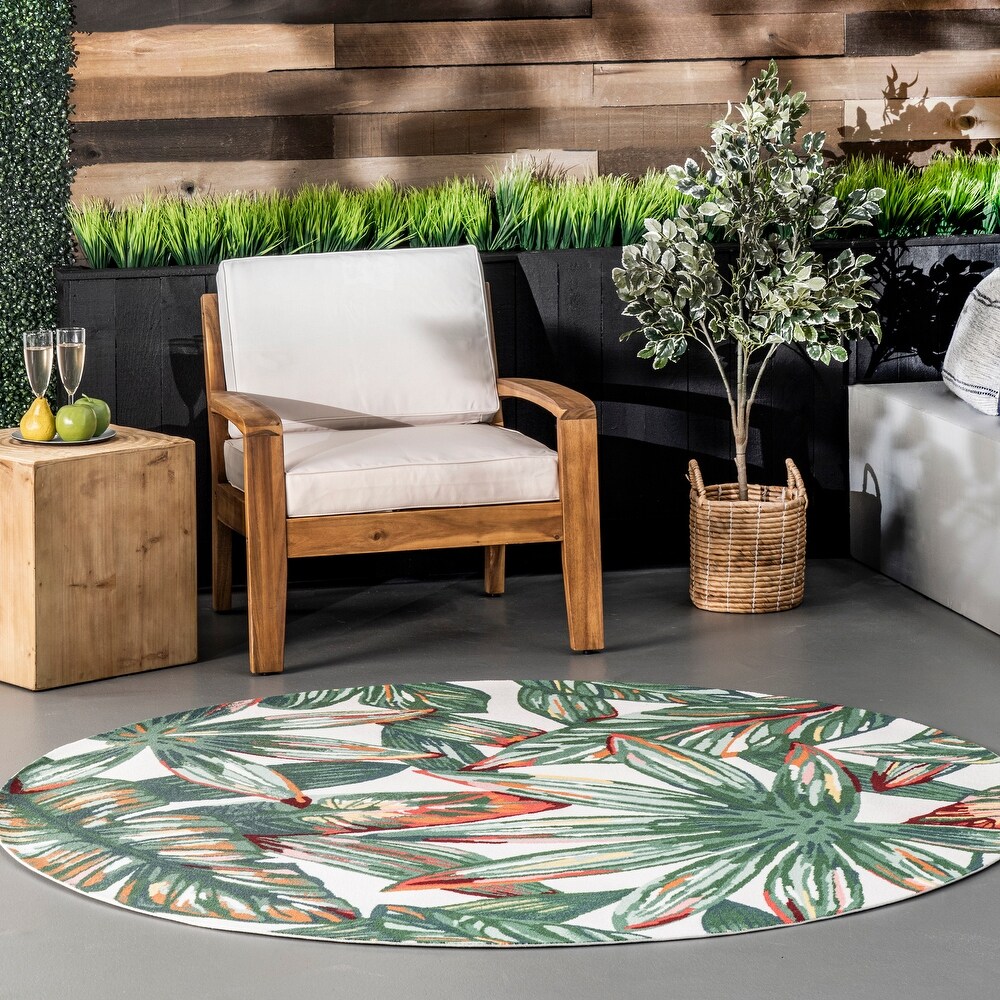 Brooklyn Rug Co Multi Indoor/Outdoor Contemporary Tropical Majestic Floral Bloom Area Rug