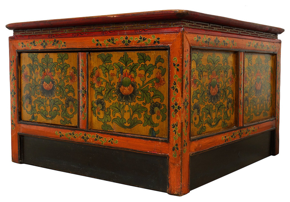 Consigned  Antique Tibetan Painted Square Coffee Table   Asian   Coffee Tables   by Golden Treasures Antiques and Collectibles Inc  Houzz