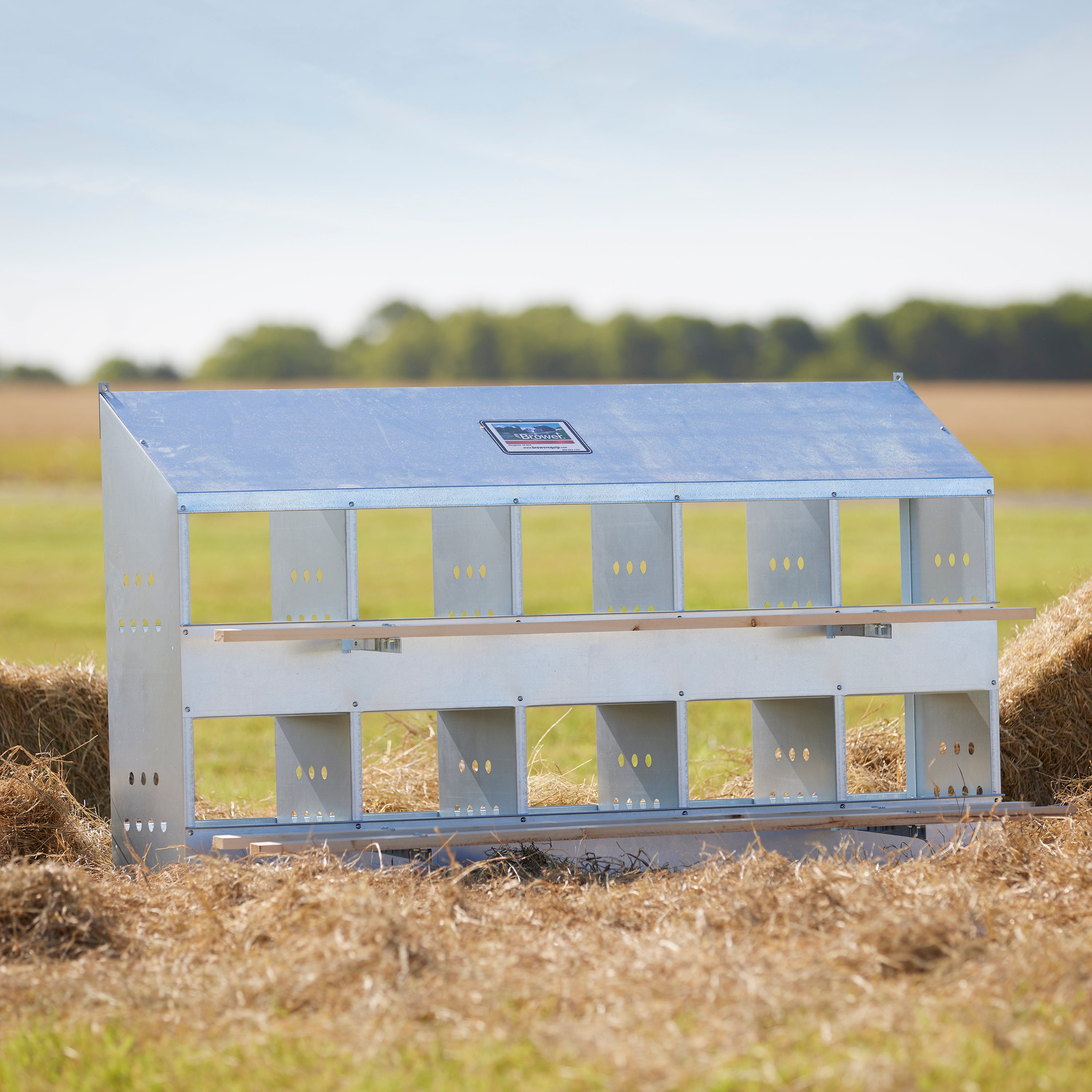 Brower 410B Galvanized Steel 10 Hole 50 Bird Poultry Nest Chicken Brooding Box