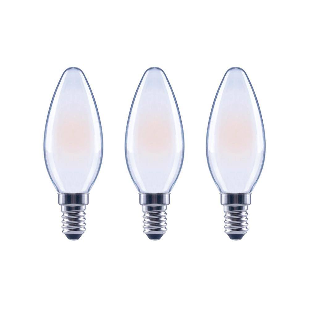 EcoSmart 60-Watt Equivalent B11 Dimmable Candelabra ENERGY STAR Frosted Glass Vintage Edison LED Light Bulb Soft White (3-Pack) FG-04074