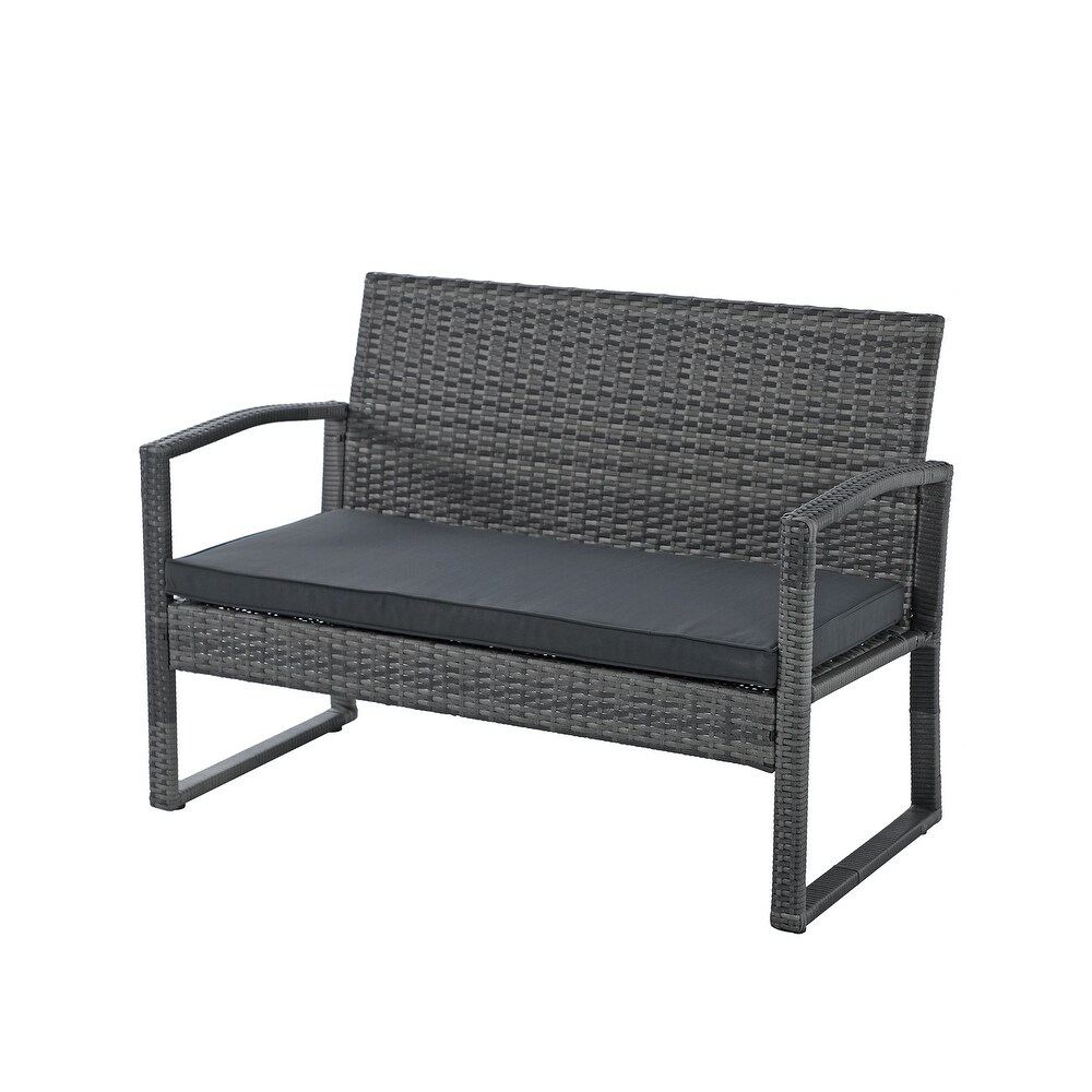 Steel/ Resin Wicker 4 piece Outdoor Patio Seating Set with Coffee Table