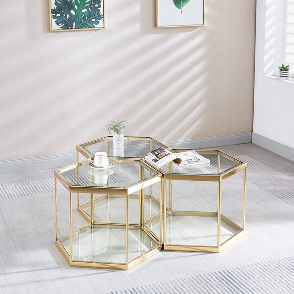 Glass Coffee Table with Stainless Steel Frame