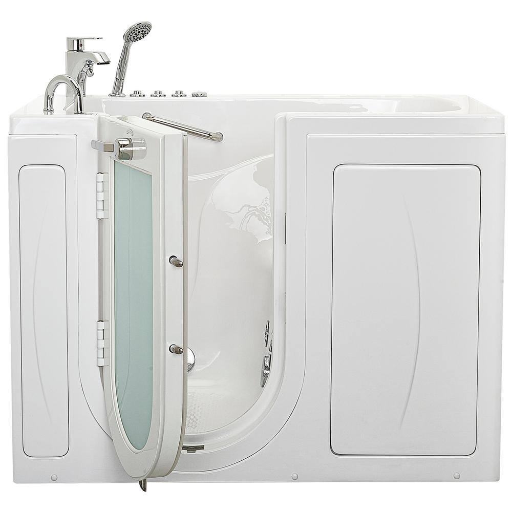 Ella Capri 52 in. x 30 in. Walk-In Whirlpool  Air Bath in White with LHS Outward Swing Door Heated Seat and Fast FillDrain OA3052DH-2P-L