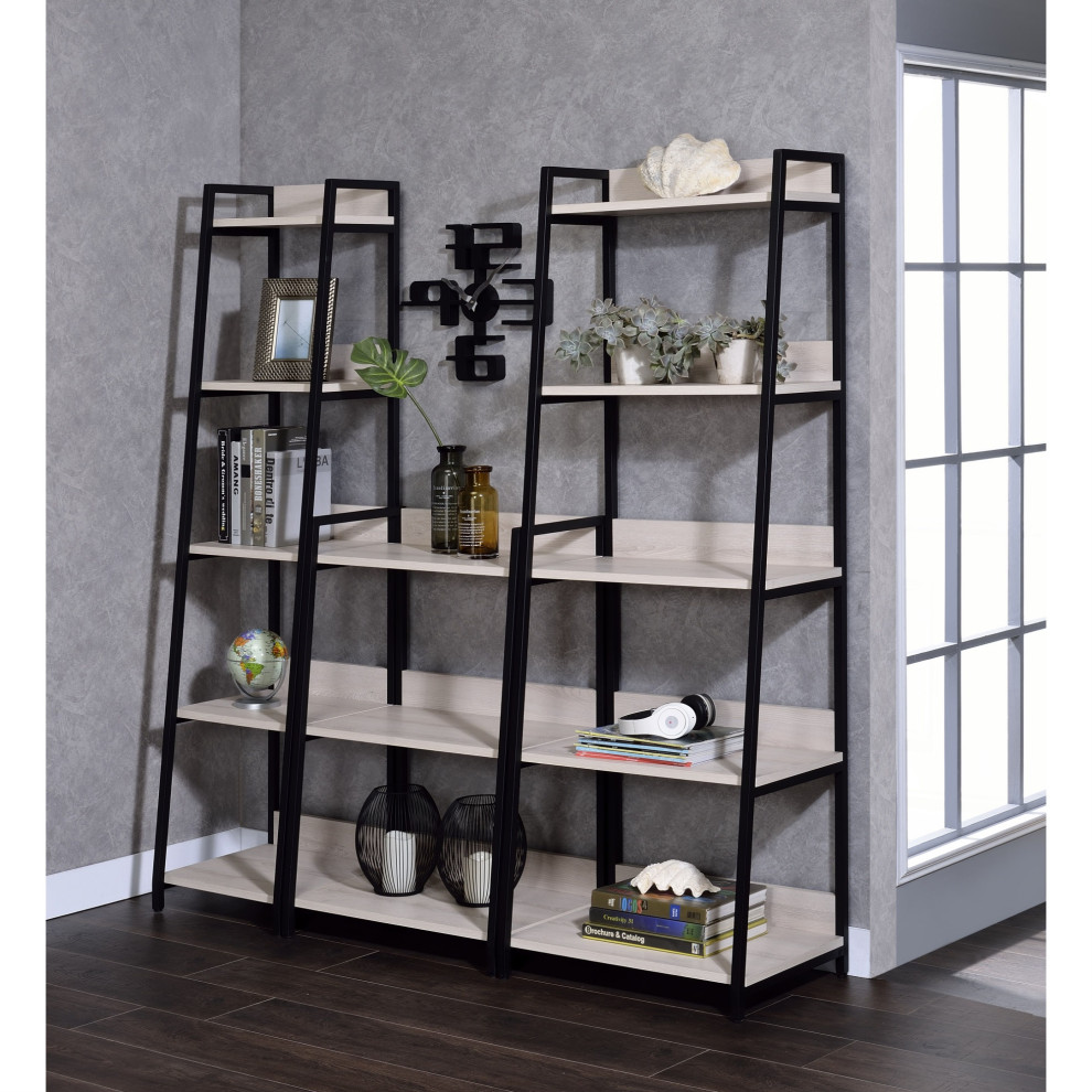 Wendral Bookshelf  Natural and Black   Industrial   Bookcases   by Homesquare  Houzz