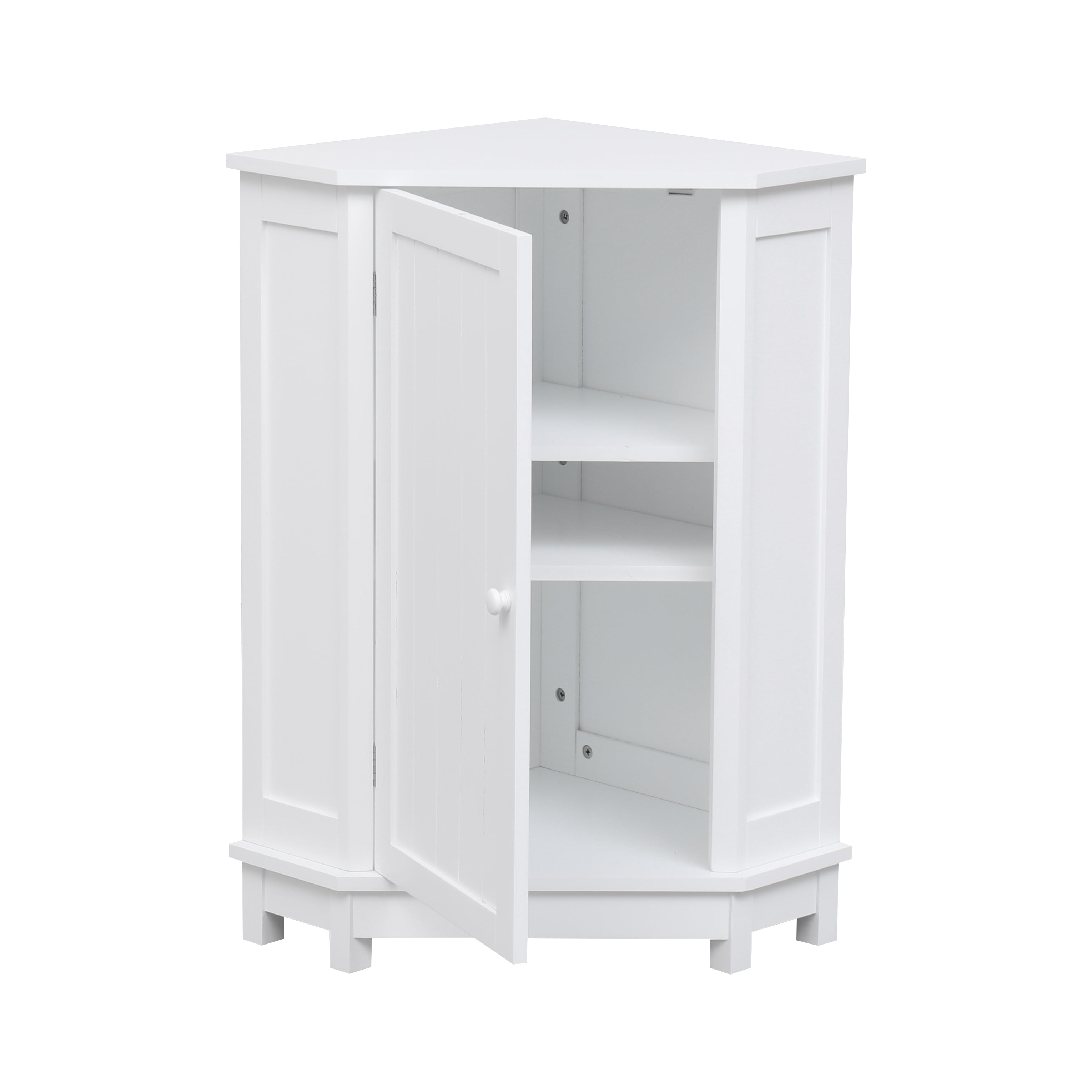 ALPACASSO Bathroom Cabinet, Triangle Storage Cabinet with 2 Shelves and 3 Tiers Storage, Modern MDF Freestanding Cabinet, Bathroom Corner Cabinet, Storage Cabinet Furniture for Home Bathroom, White