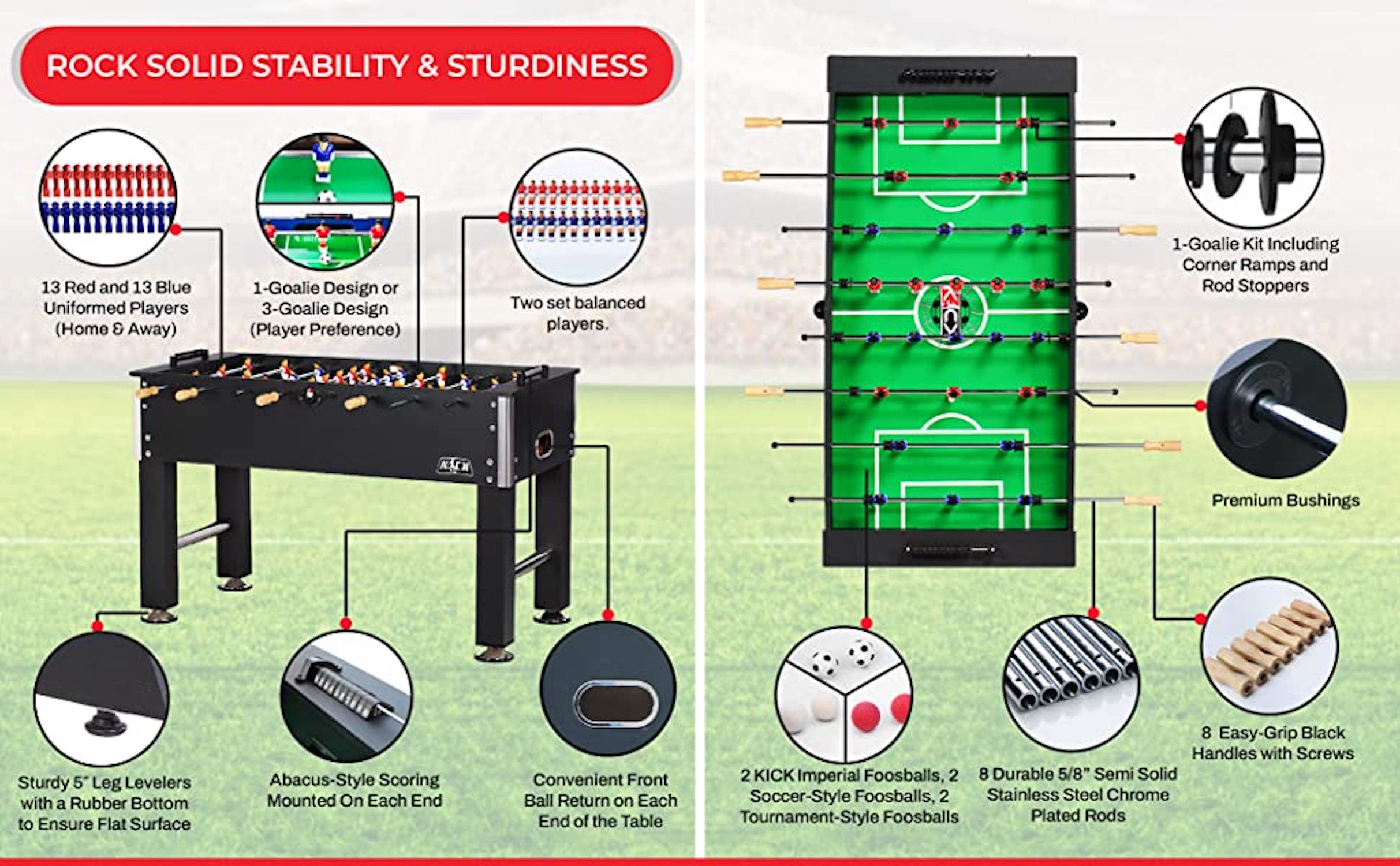 KICK Voyager 55" Black Foosball Table