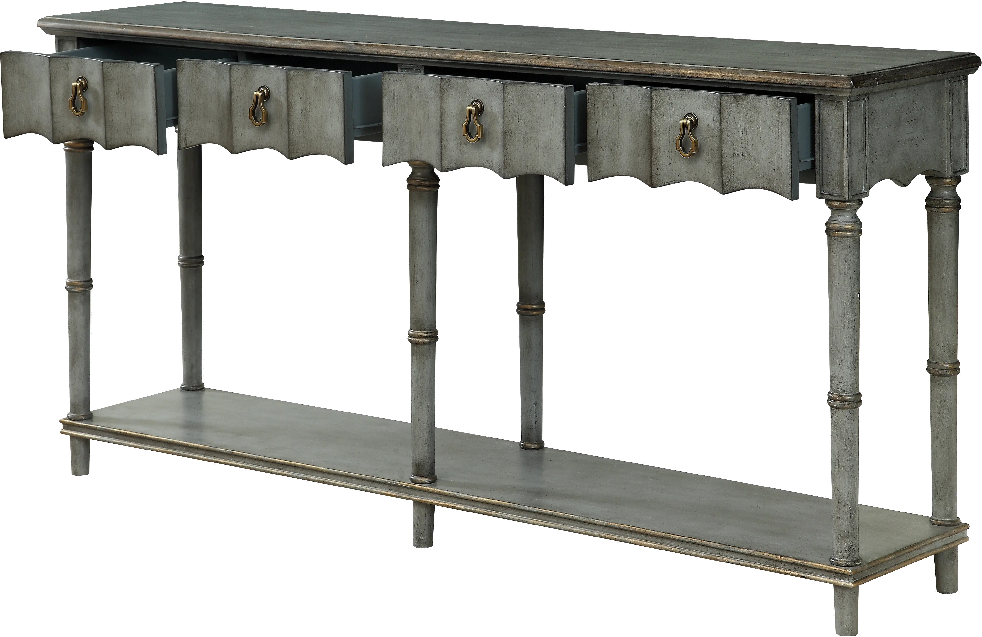 Gray Four Drawer Console Table