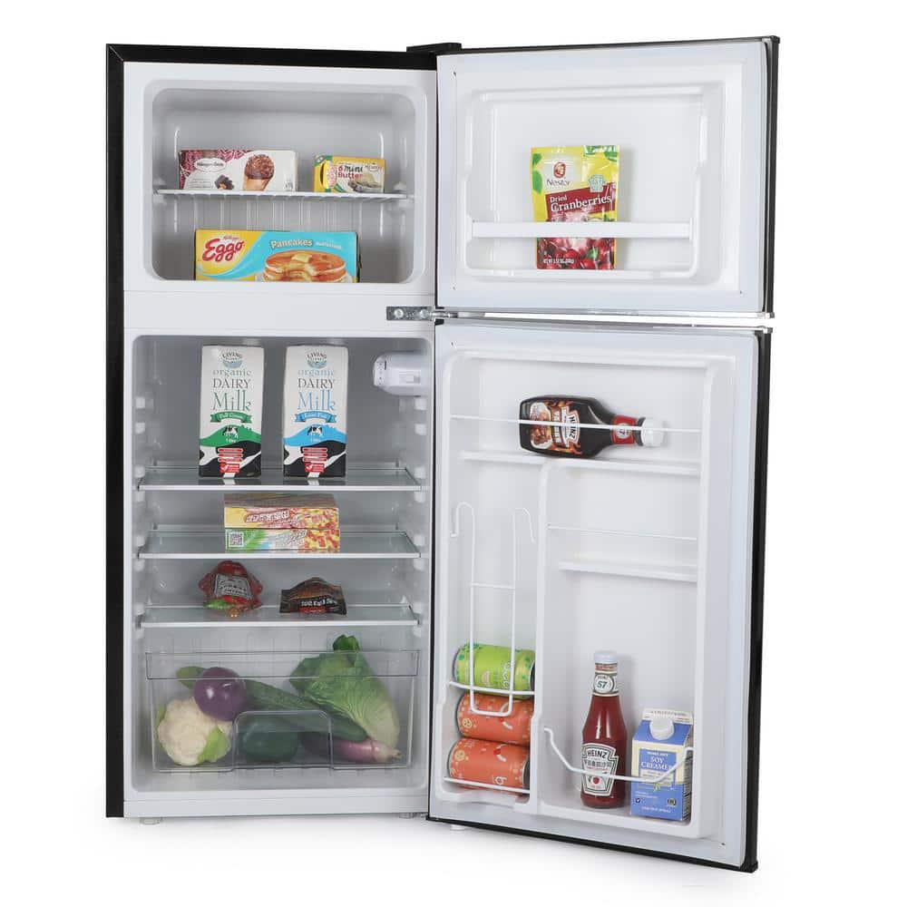 Commercial Cool 45 cu ft Retro Mini Fridge in Black with True Freezer Compartment