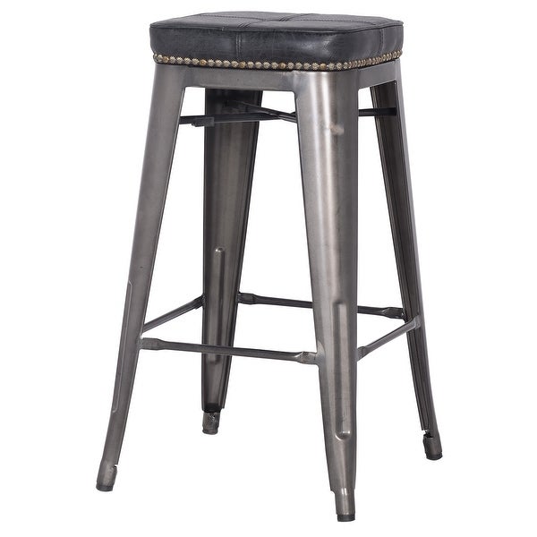 Metropolis PU Leather Metal Backless Counter Stool，Set of 4 - N/A