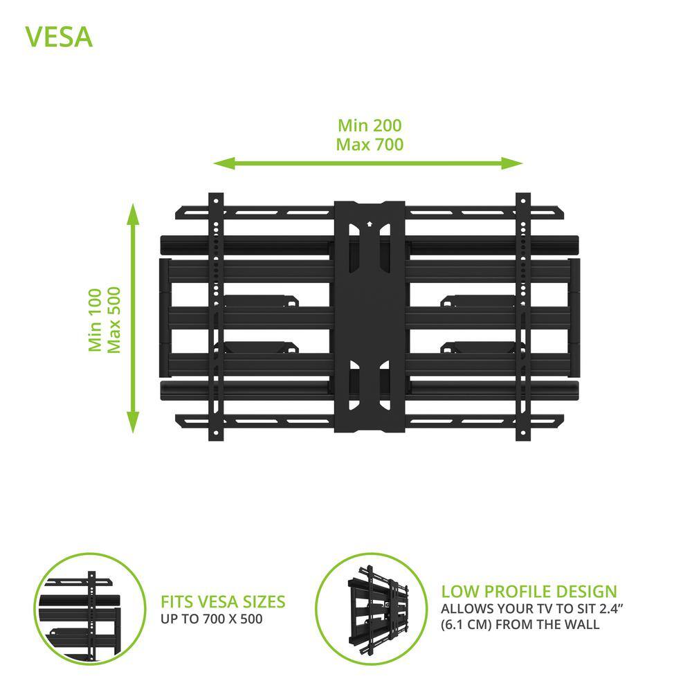 KANTO Galvanized Outdoor Full Motion TV Wall Mount with 31 in. Extension for 42 in. - 100 in. TVs PDX700G