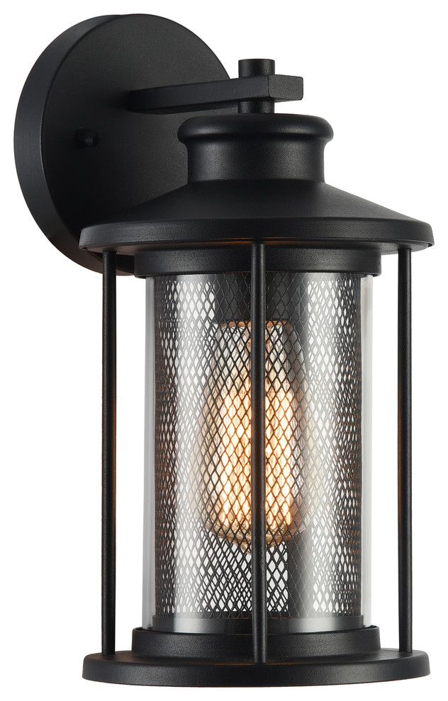 Chloe Lighting Crichton Transitional 1 Light Outdoor Wall Sconce  Black  11 quot  Transitional   Outdoor Wall Lights And Sconces   by CHLOE Lighting  Inc.  Houzz