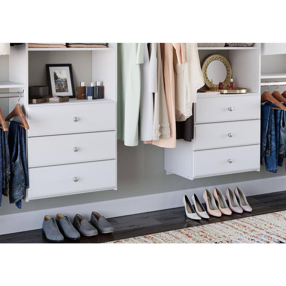 Closet Evolution 120 in. W - 144 in. W White Wood Deluxe Closet System WH62