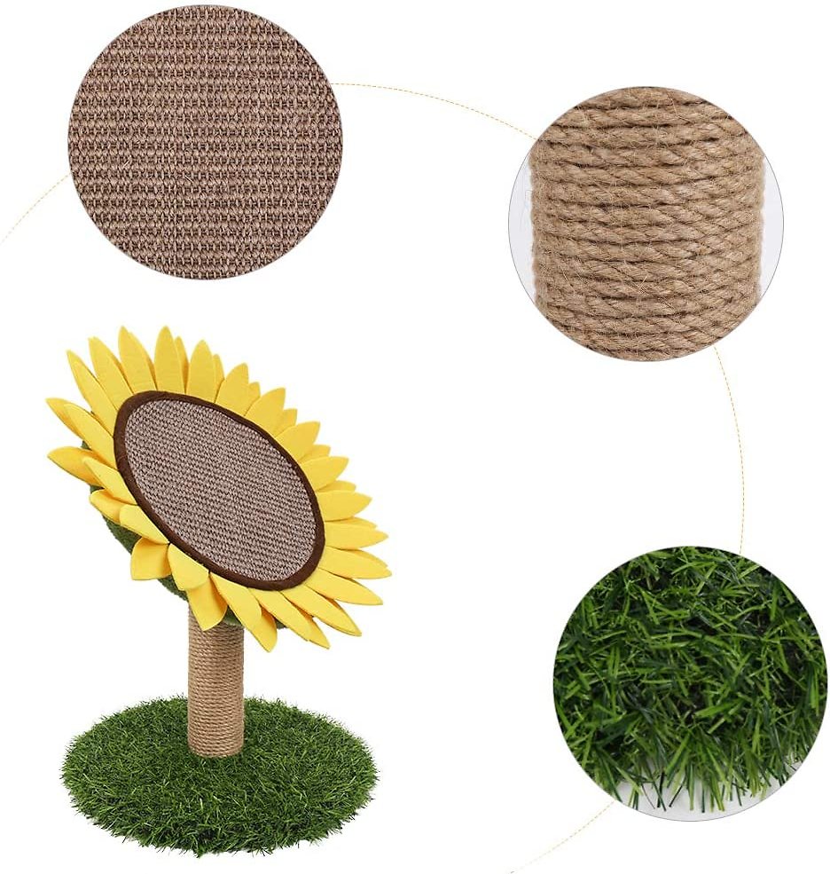 Lovely Caves Sunflower Cat Scratching Post with Sisal Rope