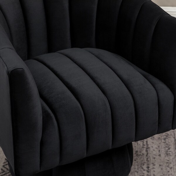 SEYNAR Modern Glam Velvet Upholstered Swivel Accent Arm Barrel Chair for Living Room