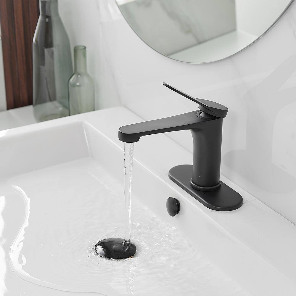 BWE Single Hole Single-Handle Bathroom Faucet in Matte Black A-96033-Black