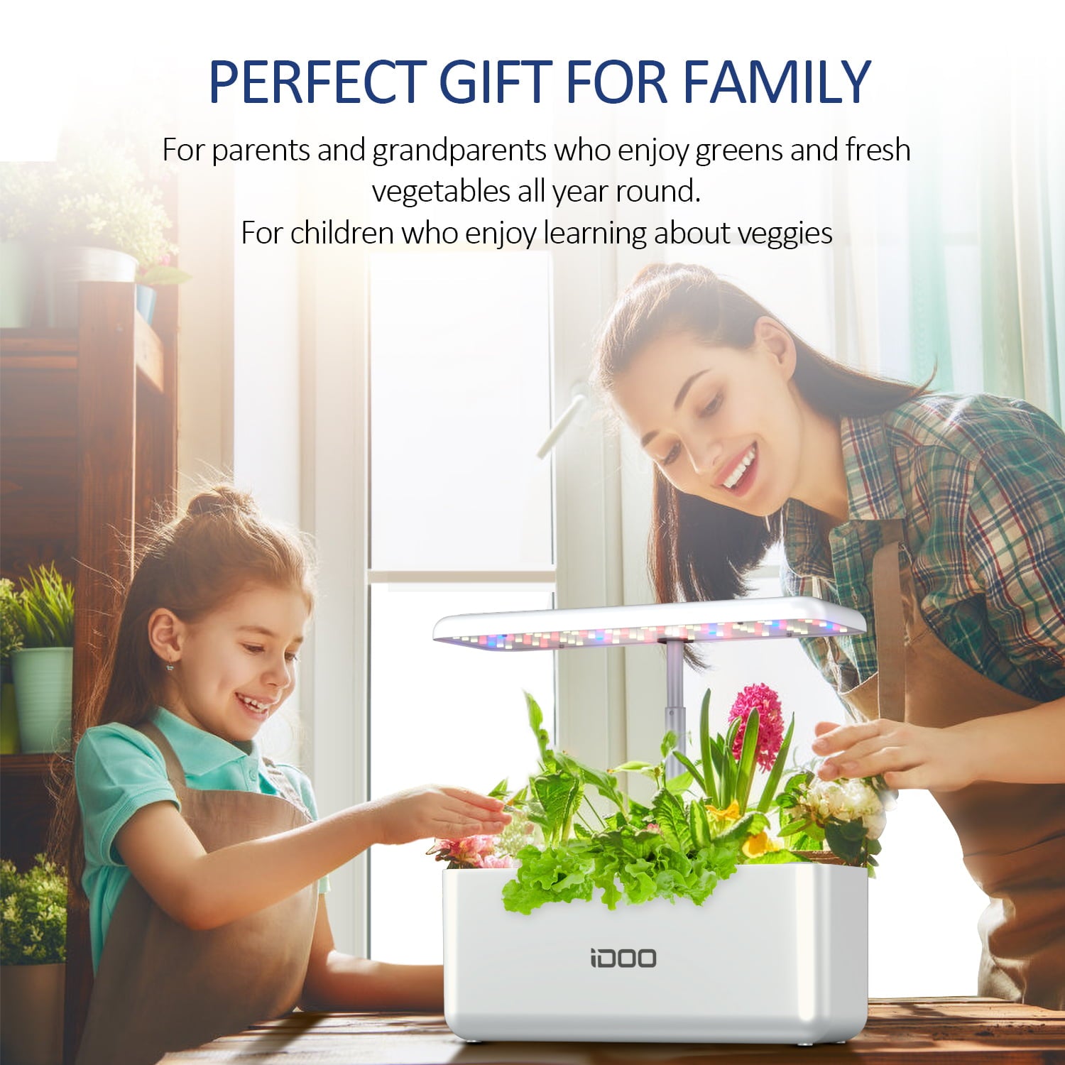 iDOO 7 Pods Indoor Garden Kit， Hydroponics Growing System， Smart Herb Garden Planter With LED Grow Light