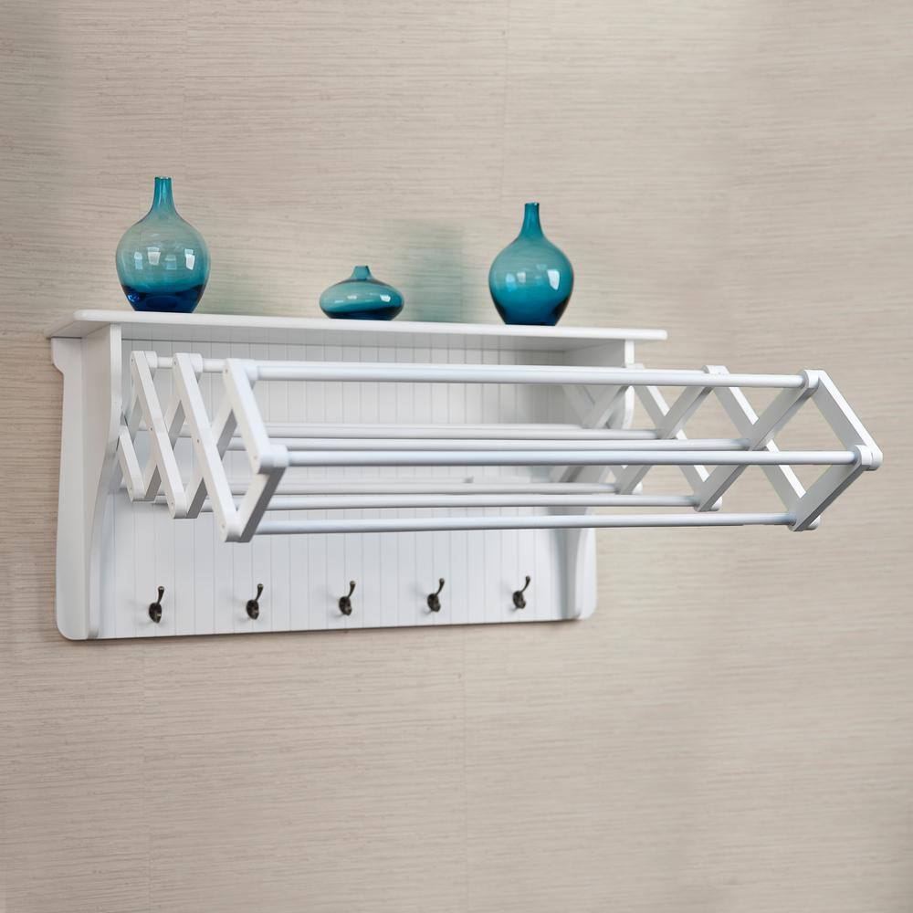 DANYA B 36 in. White Wall Retractable Accordion Drying Rack BQ0734