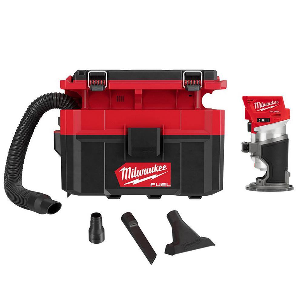 MW M18 FUEL PACKOUT 18-Volt Lithium-Ion Cordless 2.5 Gal. WetDry Vacuum W Compact Router 0970-20​-2723-20