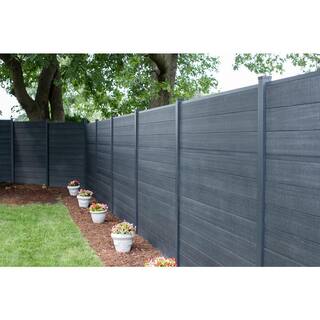 Slipfence Composite 6 ft. H x 6 ft. W x 1 in. Thick Charcoal Very Dark Grey Composite Tongue and Groove Horizontal Fence Panel SF2-HCPC6