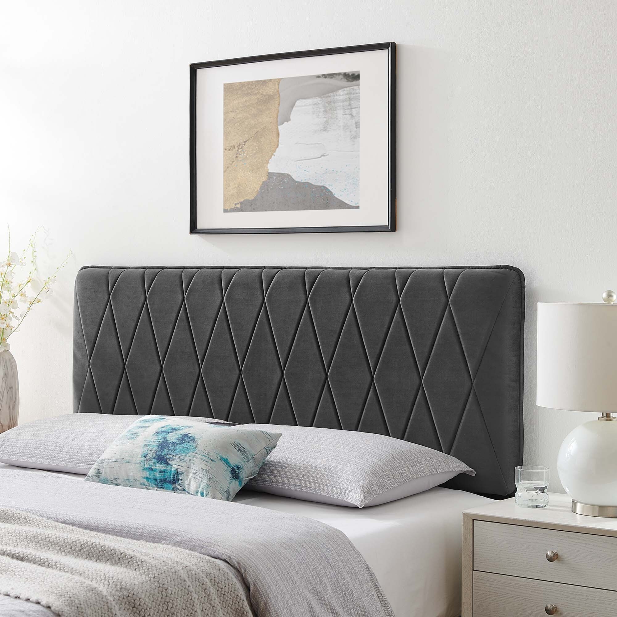 Leila Performance Velvet Twin Headboard - - 34350911