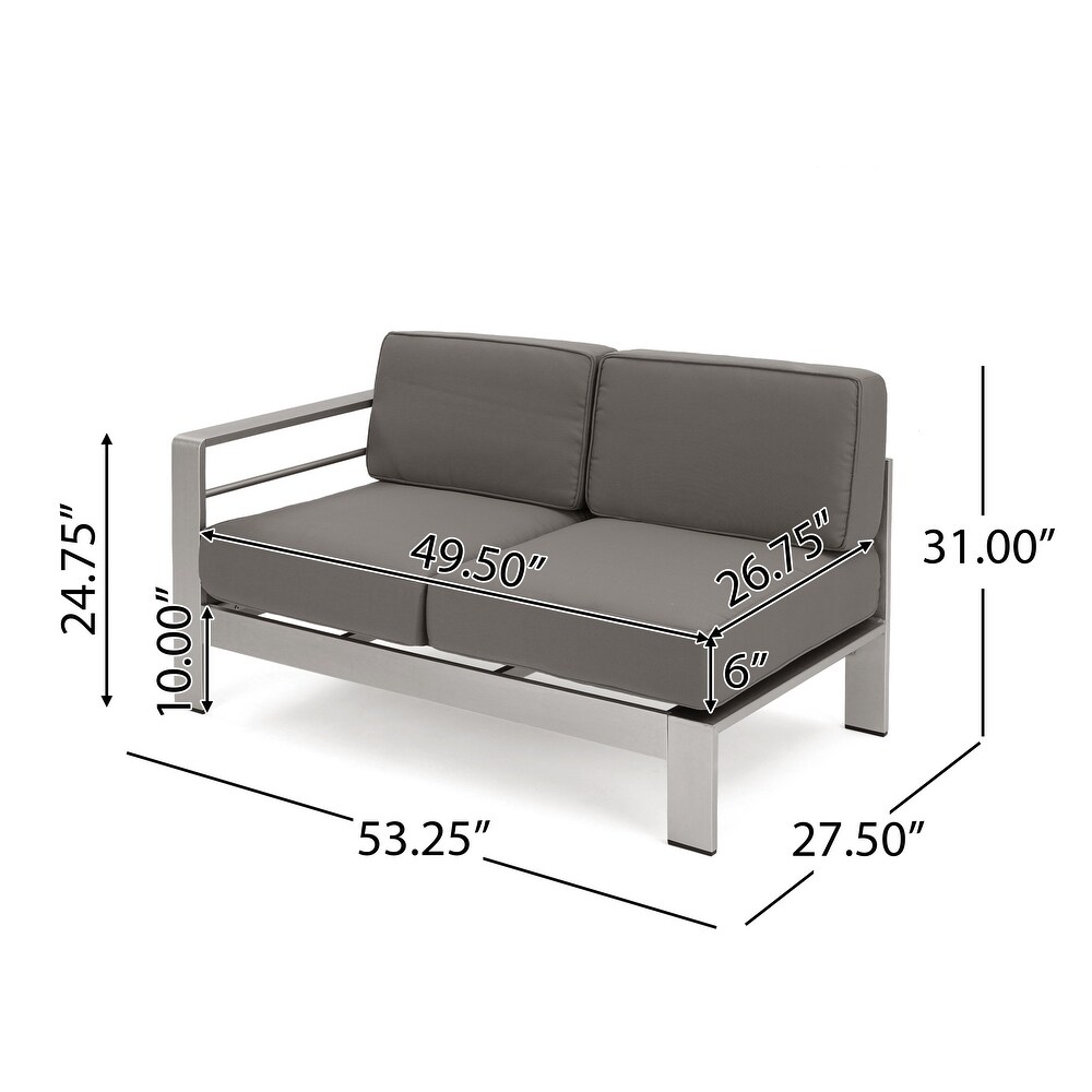 Cape Coral Outdoor 9 Seater Aluminum Sectional Sofa Set with Side Tables by Christopher Knight Home