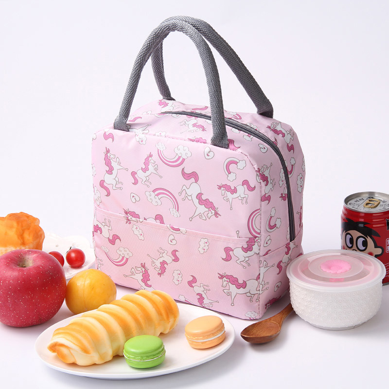 Hotian Insulated Lunch Bags for Kids Girls Boys and Women Cute Lunch Box Cartoon Unicorn Totes Bag for School Work Picnic Hiking Beach Pink