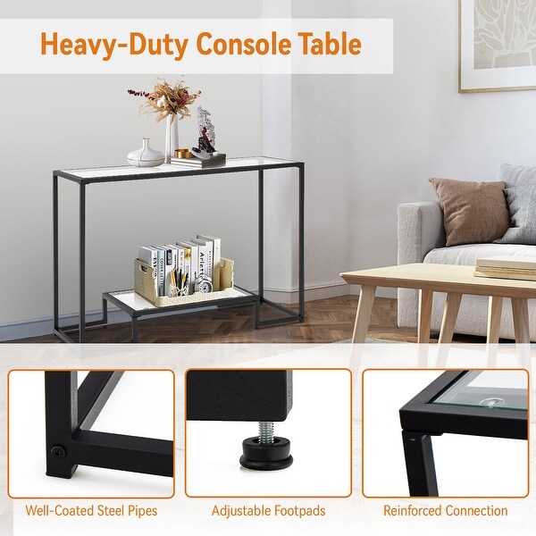 Entryway Console Sofa Side Table W/Tempered Glass for Entrance