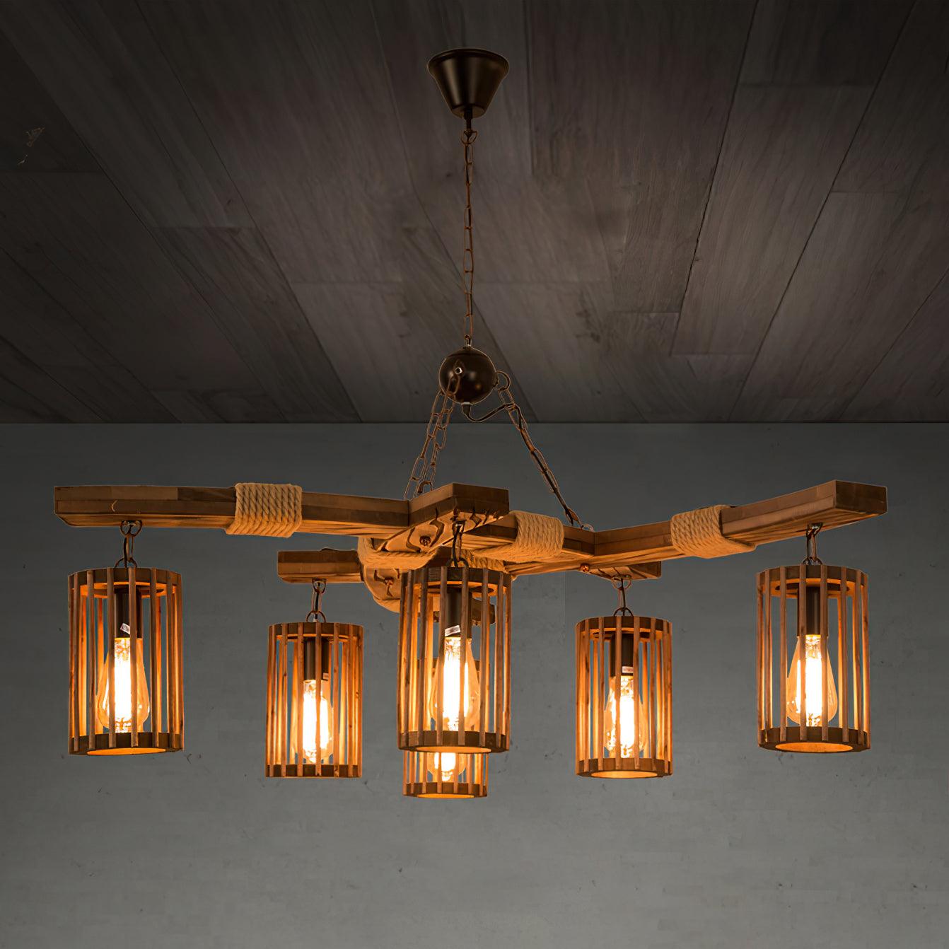 Retro Solid Wood Chandelier