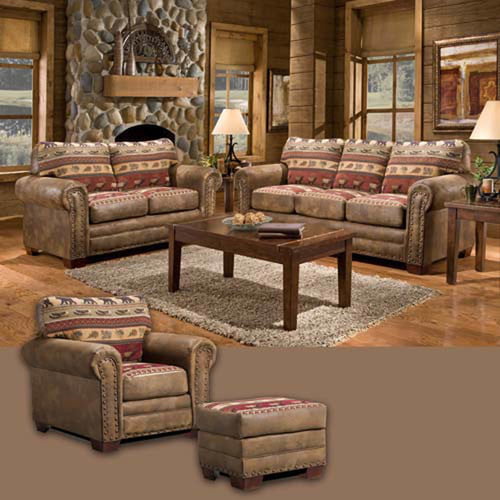 American Furniture Classics Sierra Lodge 4-Piece Living Room Furniture Set with Sleeper