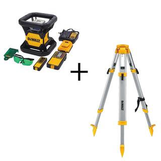 DW 20V Lithium-Ion 250 ft. Green Rotary Laser Level and Construction Tripod with 2Ah Battery Charger and TSTAK Case DW079LGCS