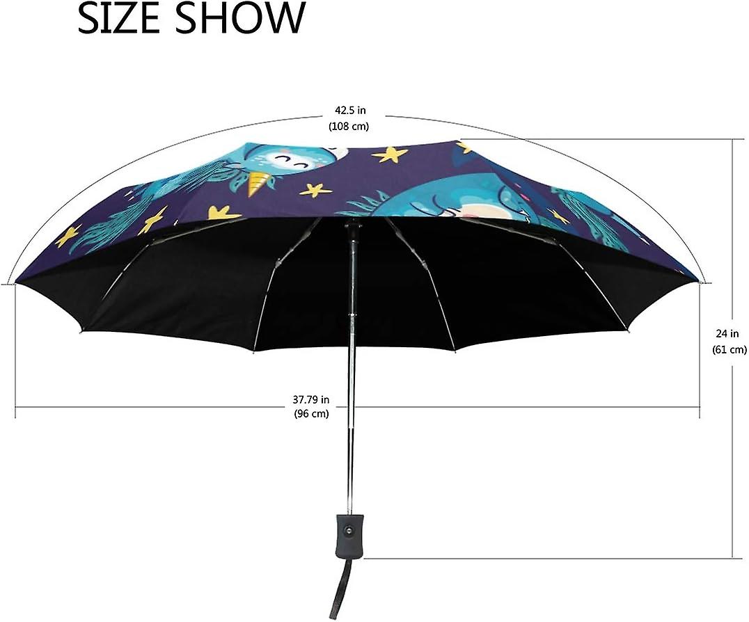 Travel Umbrella Automatic Windproof Foldable Umbrella Cute Unicorn Stars