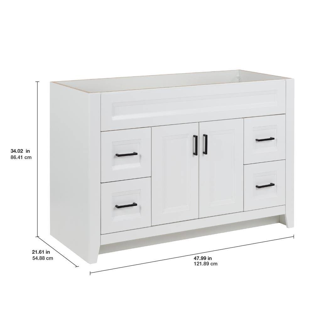 Home Decorators Collection Ridge 48 in. W x 21.6 in. D x 34 in. H Bath Vanity Cabinet without Top in White RG48-WH