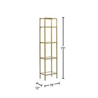 CROSLEY FURNITURE 73 in. GoldClear Metal 4-shelf Etagere Bookcase with Open Back CF6114-GL