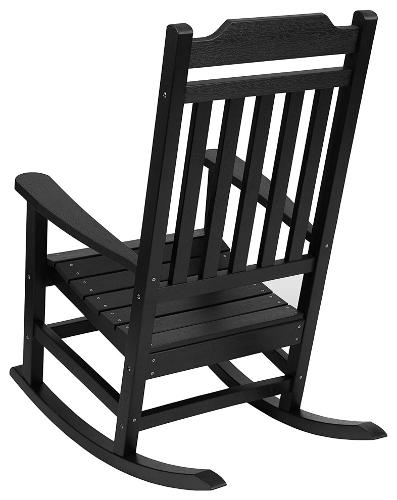 Set of 2 Rocking Chair  Tall Design With Contoured Seat and Slatted Back  Black   Transitional   Rocking Chairs   by Declusia  Houzz