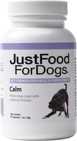 JustFoodForDogs Calm Capsule Calming Supplement for Dogs， 90 count