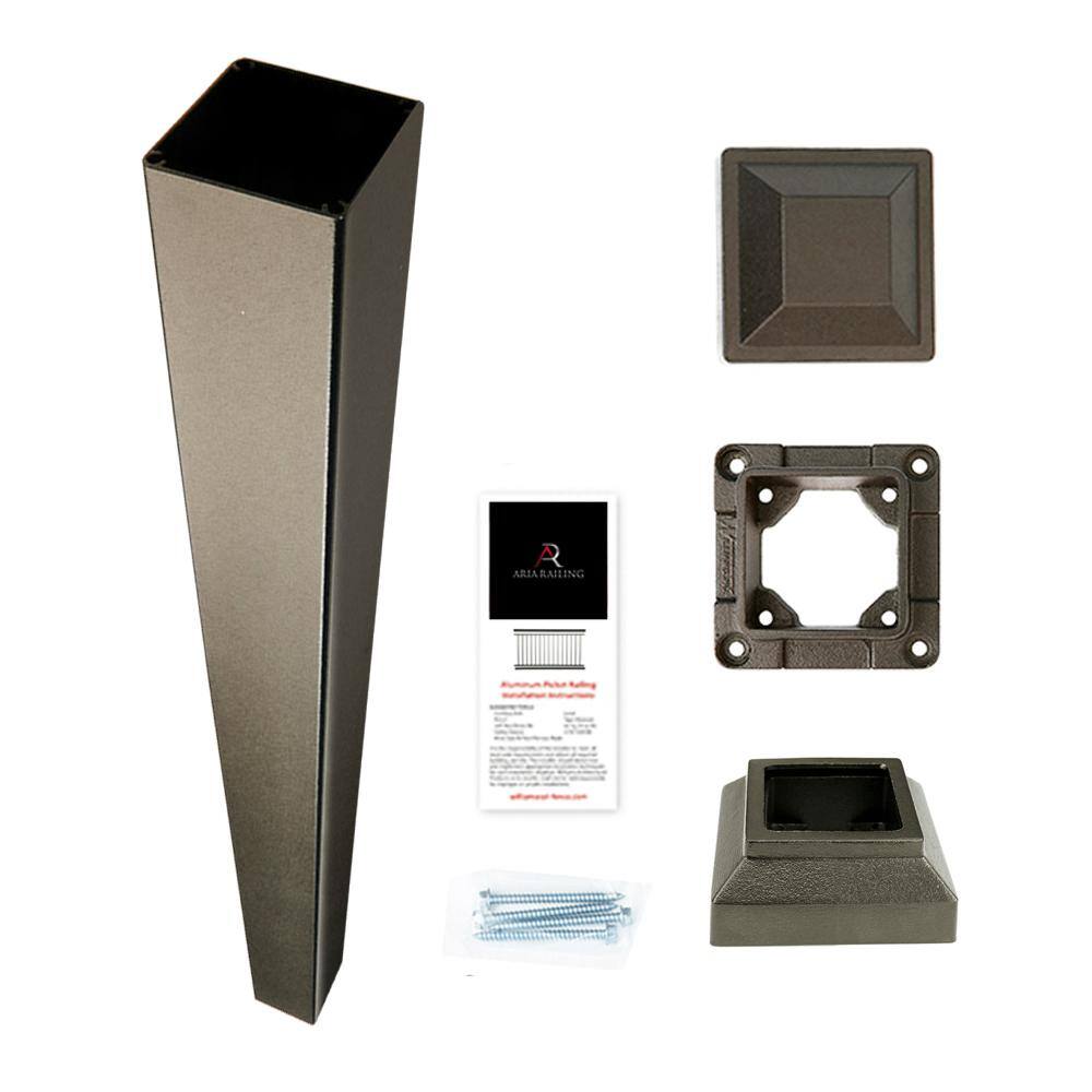 Aria Railing 3 in. x 3 in. x 48 in. Bronze Powder Coated Aluminum Deck Post Kit A48PBKBZ-48