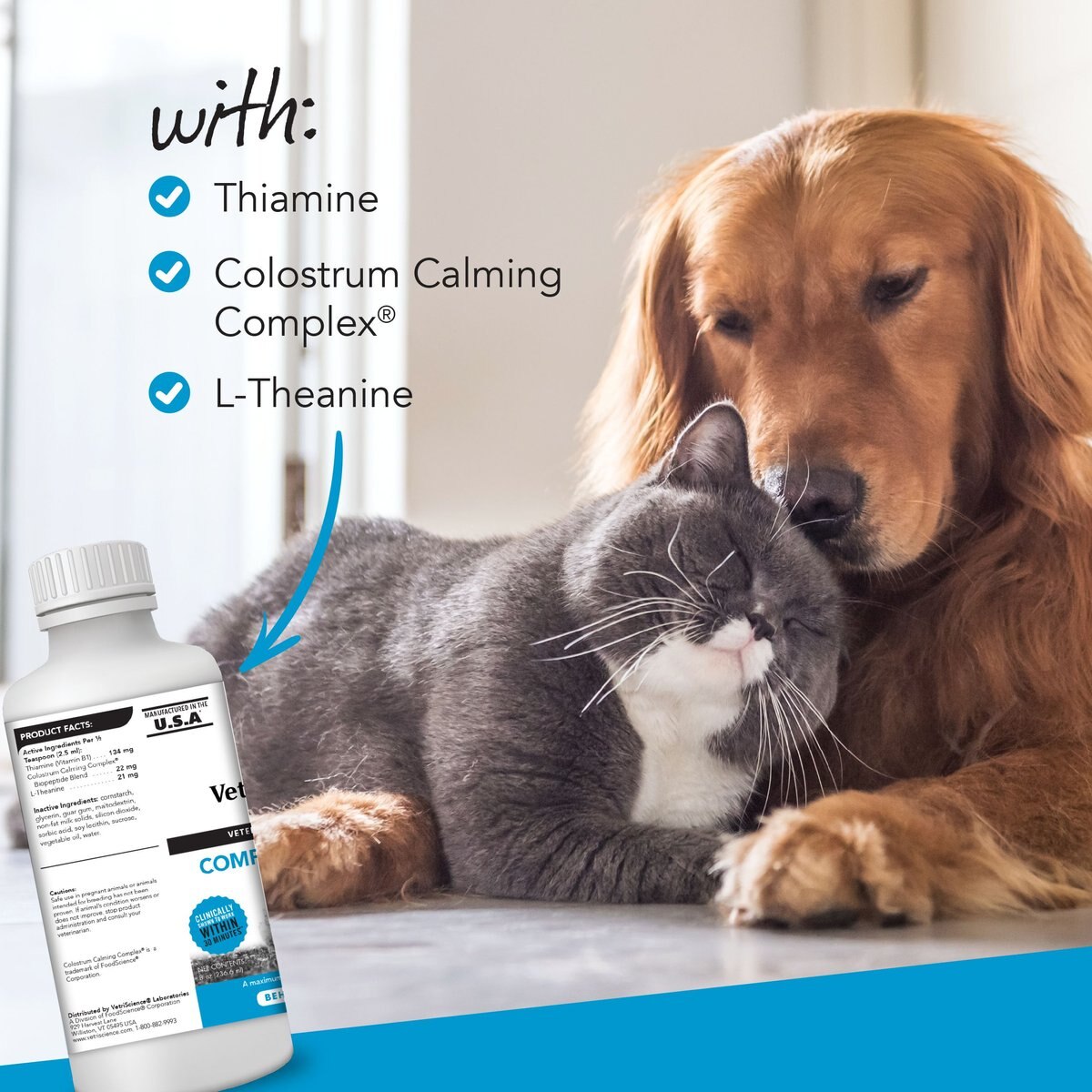 VetriScience Composure Liquid Calming Supplement for Cats and Dogs