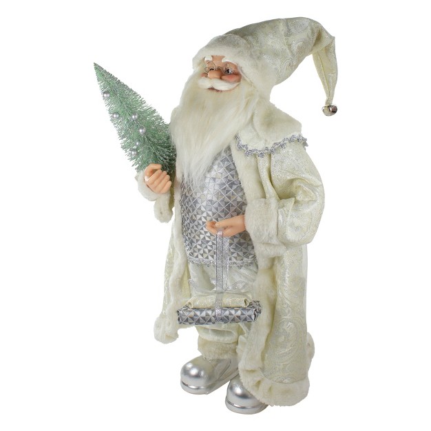 Northlight 2 x27 Standing Santa Christmas Figure Carrying A Green Pine Tree