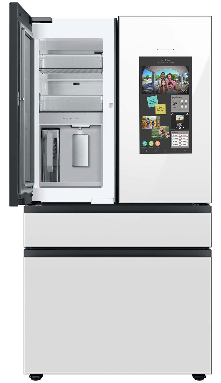  29 Cu. Ft. Custom Panel-Ready With White Glass Family Hub Panel BESPOKE 4-Door French Door Refrigerator