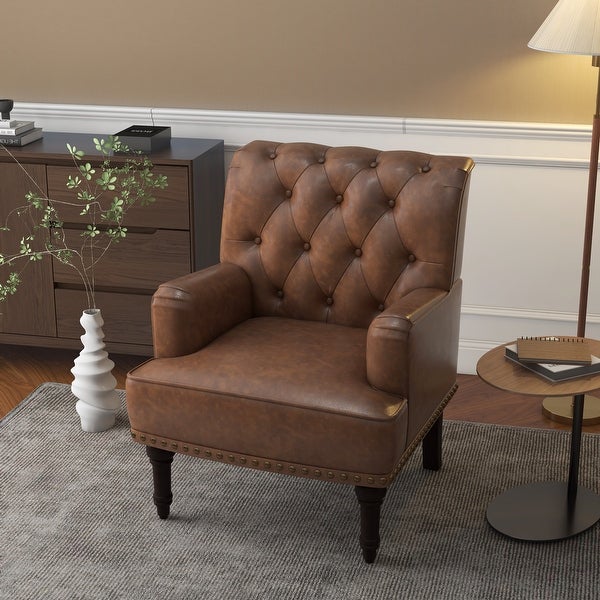 PU Leather Living Room Accent Chair with Tufted Back