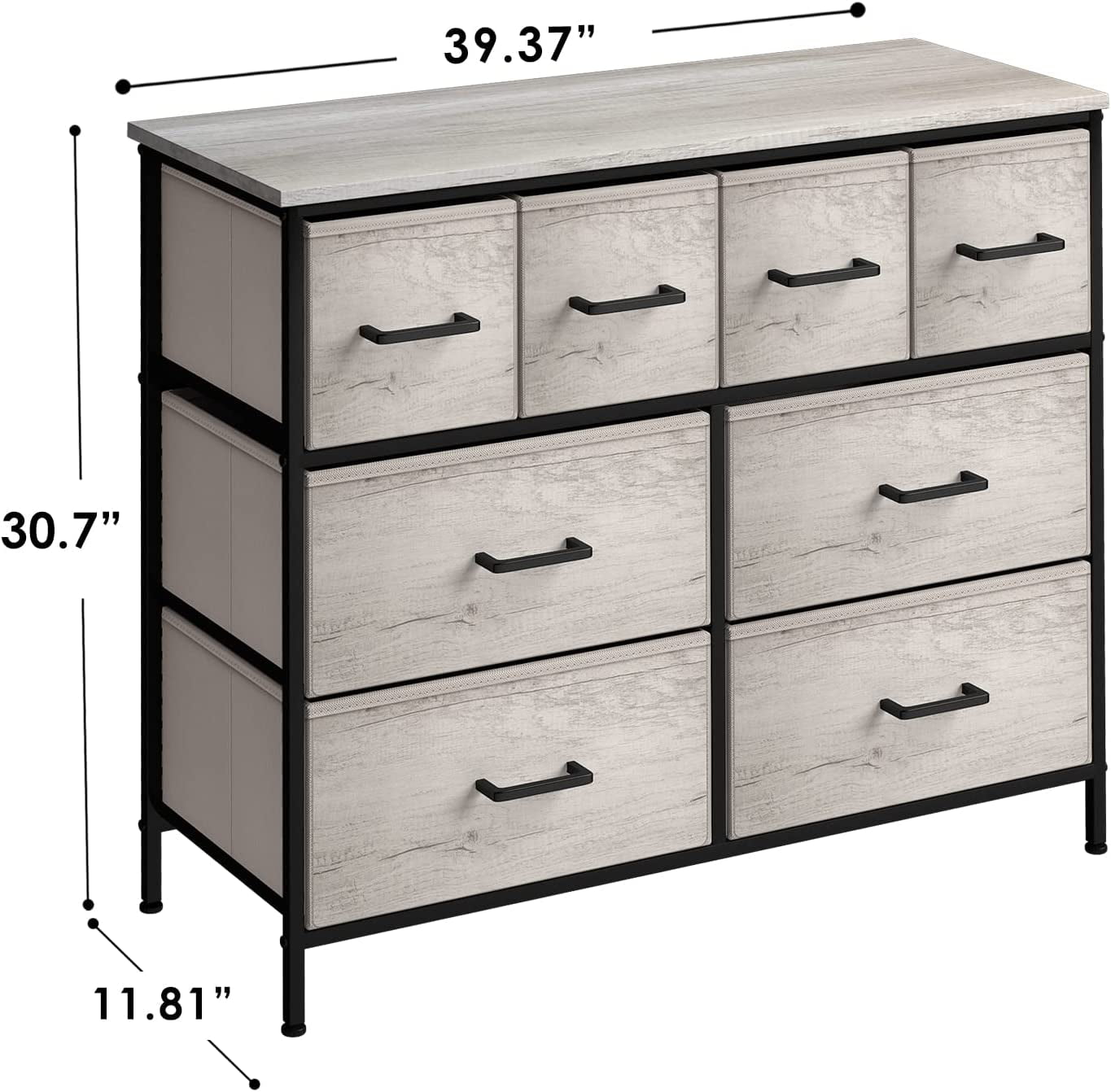 Sorbus Dresser with 8 Faux Wood Drawers - Storage Unit Organizer Chest for Clothes - Bedroom, Hallway, Living Room, Closet, & Dorm Furniture - Steel Frame, Wood Top, & Easy Pull Fabric Bins