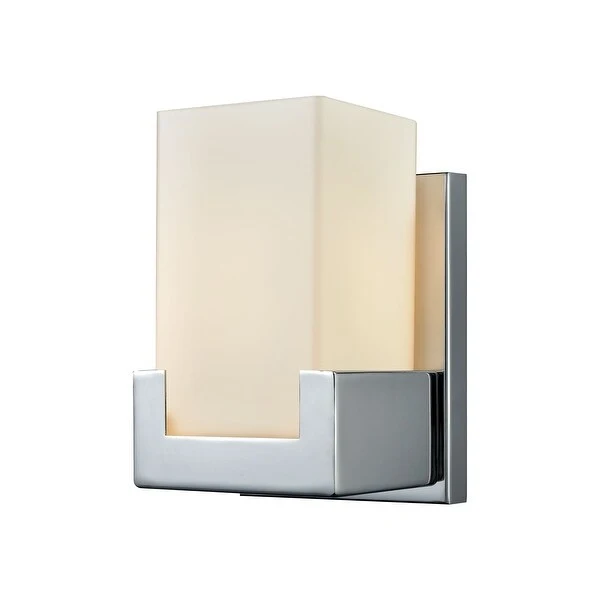 Balcony 1-Light Vanity Sconce in Polished Chrome with Opal White Glass