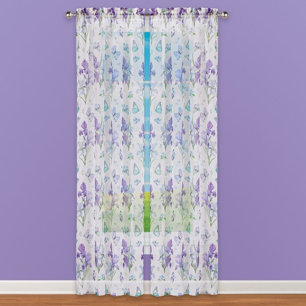 Collections Etc Sheer Floral Butterfly Panel