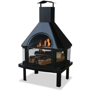 Endless Summer 45 in. H Steel Wood Burning Outdoor Fireplace with Chimney and Included Wood Grate and Cooking Grate WAF1013C