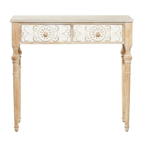 Brown Wood Farmhouse Console Table 33 x 36 x 16