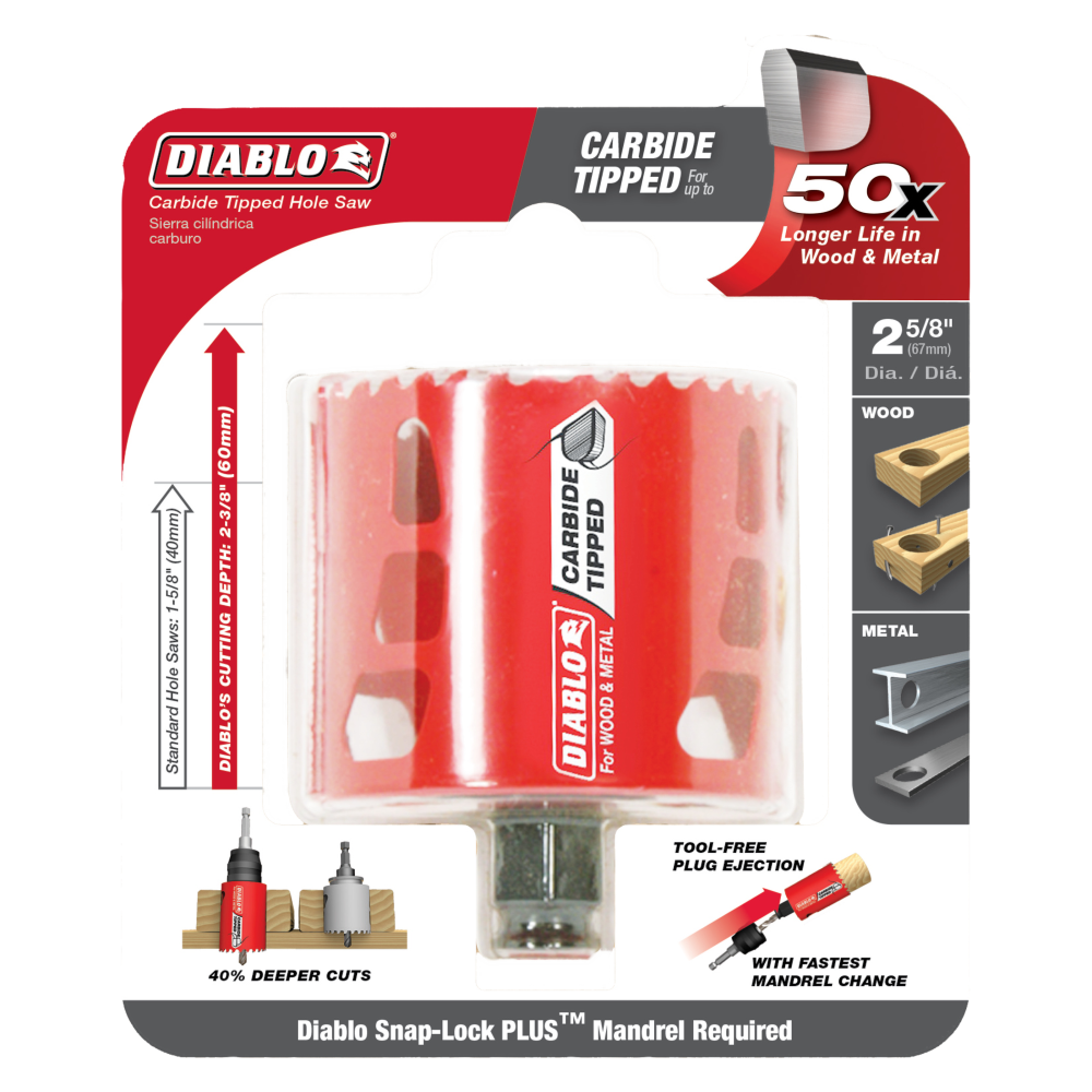 Diablo Tools 2-5/8 (67mm) Carbide-Tip Wood and Metal Holesaw