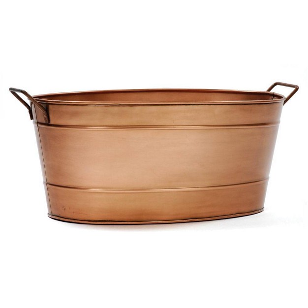 Oval Galvanized Tub With Side Handles Copper Plated Achla Designs